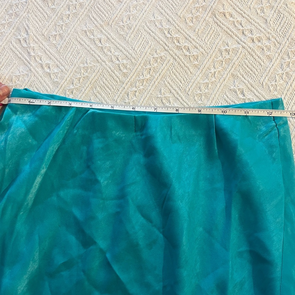 NWT Band of the Free Nida Satin Elastic Waist Midi Skirt turquoise mermaid sz S - Picture 6 of 7